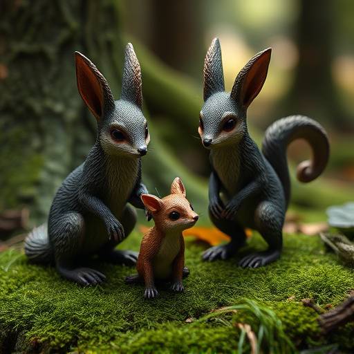 Close-up of the woodland creature figurines included in the playset, showcasing intricate details