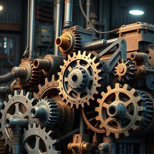Construction set with gears and wheels