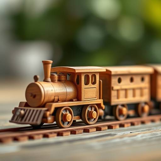 Example of alternative text on an image of a wooden toy train
